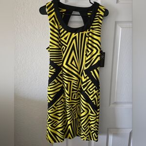 Kardashian Kollection Yellow and Black Mini Dress